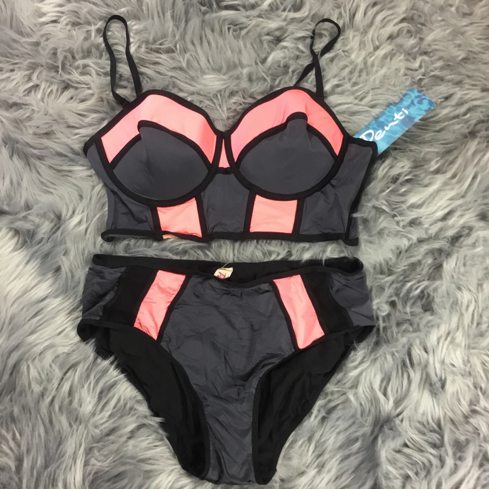 Penni Coco Bustier Color Block bikini nwt